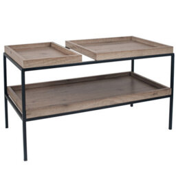 Pacific Lifestyle Gallery Natural Wood Veneer And Black Metal Coffee Table - thumbnail 2