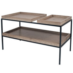 Pacific Lifestyle Gallery Natural Wood Veneer And Black Metal Coffee Table - thumbnail 4