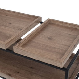 Pacific Lifestyle Gallery Natural Wood Veneer And Black Metal Coffee Table - thumbnail 5