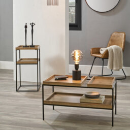 Pacific Lifestyle Gallery Natural Wood Veneer And Black Metal Coffee Table - thumbnail 8
