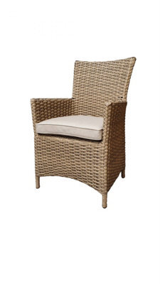 Signature Weave Darcey Wicker High Back Garden Dining Arm Chair & Natural - image 1