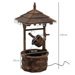 Outsunny Wood Garden Wishing Well Fountain Barrel Waterfall With Pump For Garden - thumbnail 3