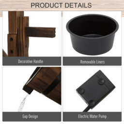 Outsunny Wood Garden Wishing Well Fountain Barrel Waterfall With Pump For Garden - thumbnail 6