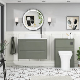 Royal Bathrooms Royal Bathroom Elmore 800mm Matt Green Wall Mounted Countertop Bathroom Vanity Unit 2 Drawer With Lyon Basin - thumbnail 5