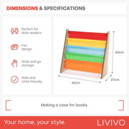 Livivo Rainbow Childrens Bookcase With 4 Sling Shelves - thumbnail 8