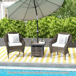 Costway 55Cm Outdoor Pe Rattan Side Table Outdoor Coffee Table W/ Umbrella Hole - thumbnail 8