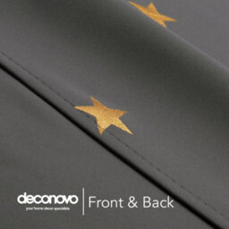 Deconovo Blackout Curtains Eyelet Thermal Gold Star Foil Printed Curtains For Bedroom, 66 X 72 Inch, Light Grey, 2 Panels - thumbnail 5