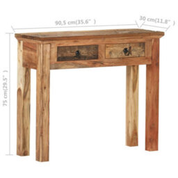 Vidaxl Console Table 90.5X30X75Cm Solid Acacia Wood And Reclaimed Wood - thumbnail 8