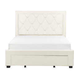 Beliani Bed With Storage Drawers Velvet Lievin 140 X 200 Cm (Eu Double) Light Beige - thumbnail 7