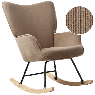 Beliani Rocking Chair Arset Corduroy Taupe - image 1