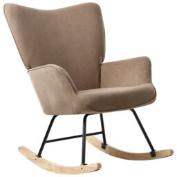 Beliani Rocking Chair Arset Corduroy Taupe - thumbnail 4