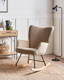Beliani Rocking Chair Arset Corduroy Taupe - thumbnail 2