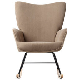 Beliani Rocking Chair Arset Corduroy Taupe - thumbnail 5