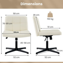 Costway Modern Criss Cross Chair Pu Leather Upholstered Armless Cross Desk Chair - thumbnail 3