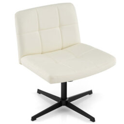 Costway Modern Criss Cross Chair Pu Leather Upholstered Armless Cross Desk Chair - thumbnail 2