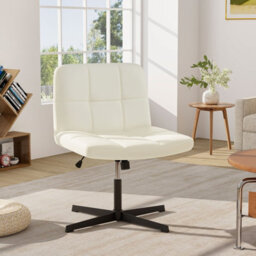 Costway Modern Criss Cross Chair Pu Leather Upholstered Armless Cross Desk Chair - thumbnail 1