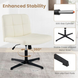 Costway Modern Criss Cross Chair Pu Leather Upholstered Armless Cross Desk Chair - thumbnail 6