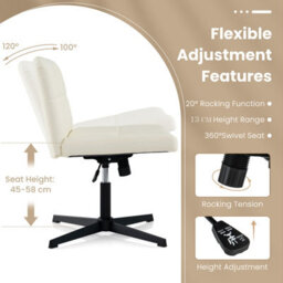 Costway Modern Criss Cross Chair Pu Leather Upholstered Armless Cross Desk Chair - thumbnail 5