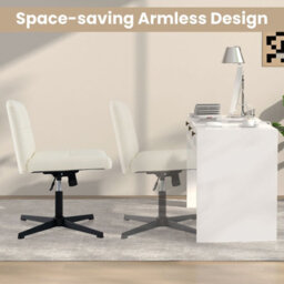 Costway Modern Criss Cross Chair Pu Leather Upholstered Armless Cross Desk Chair - thumbnail 8