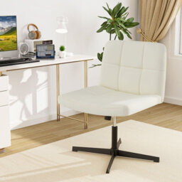 Costway Modern Criss Cross Chair Pu Leather Upholstered Armless Cross Desk Chair - thumbnail 9