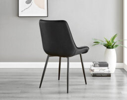 Furniturebox Uk Koko Walnut Effect Round Dining Table & 4 Black Pesaro Black Leg Chairs - thumbnail 9