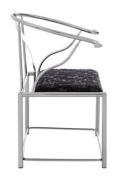 Orsina Modern Black Velvet And Steel Chair, Plush Velvet Upholstered Armchair For Reading, Elegant Accent Chair - thumbnail 3