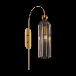 Luminosa Lighting Luminosa Antic Modern Wall Lamp Gold, Glass Cognac Shade - thumbnail 2