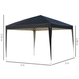 Pop Up Black Pop Up Square Heavy-Duty  Gazebo Tent  3 X 3M - thumbnail 2