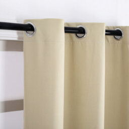 Happy Homewares Cream Eyelet Curtains - Thermal Blackout Curtains  - 46 X 72 Inch Drop - 2 Panel - thumbnail 5