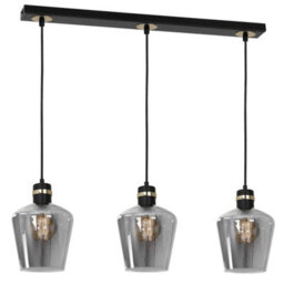 Milagro Richmond Black/gold Pendant Lamp 3Xe27 Stunning Hand Made Smoked Glass Quality Matt Black Fittings With Gold Detail - thumbnail 4