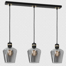 Milagro Richmond Black/gold Pendant Lamp 3Xe27 Stunning Hand Made Smoked Glass Quality Matt Black Fittings With Gold Detail - thumbnail 7