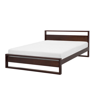 Beliani Bed Pine Wood Giulia 160 X 200 Cm (Eu King Size) Dark Brown - image 1