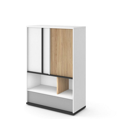 Arte Stylish Imola Sideboard Cabinet With Drawers And Shelves In White Matt - Spacious And Modern (H)1300mm (W)900mm (D)400mm - image 1