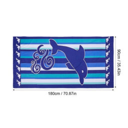Living And Home Lightweight Large Microfibre Beach Towel Dolphin Wave Print Quick Dry Polyester Swimming Pool Travel Towel - thumbnail 8