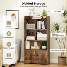 Bedroom Bookcase Floor Display Cabinet With 5 Cubbies - thumbnail 5