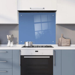 60 X 80Cm Periwinkle Glass Kitchen Splashback Splatter Screen Pre Drilled Holes Wall Hanging Fixings Included - thumbnail 1