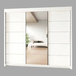 Ie Oslo Wardrobe With Rails & Shelves Sliding Door Wardrobe ( White, 250 Cm ) - thumbnail 1