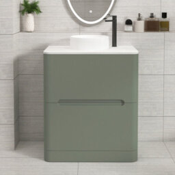 Royal Bathrooms Venice 700mm Sage Green Freestanding Bathroom Countertop Vanity Unit 2 Drawer With Round Basin - thumbnail 1