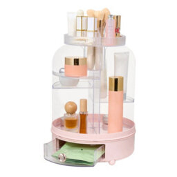 Darphe Pink Tabletop Rotating Cosmetic Storage Organiser 25Cm (W) X 26Cm (D) X 38Cm (H) - thumbnail 4