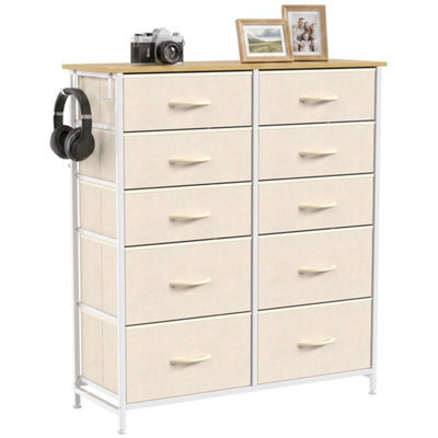 Fabric Chest Of Drawers, 10 Drawer Dresser For Bedroom, Beige - image 1