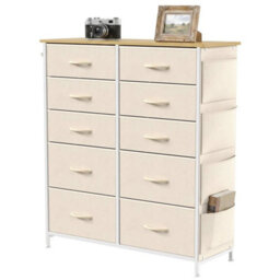 Fabric Chest Of Drawers, 10 Drawer Dresser For Bedroom, Beige - thumbnail 4