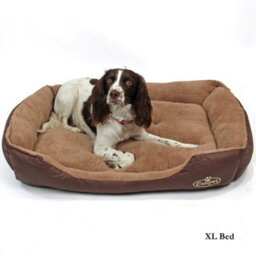 Actiaspet Brown Faux Leather Dog Bed Extra Large - thumbnail 1