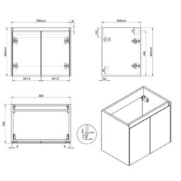 Plum&clay Romeo Matt Grey Wall Hung Vanity Unit & Basin Set (W)600mm - thumbnail 6