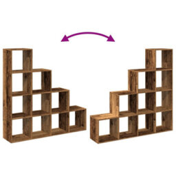 Berkfield Room Divider Bookcase 4-Tier Old Wood 131.5X29X131.5 Cm Engineered Wood - thumbnail 8