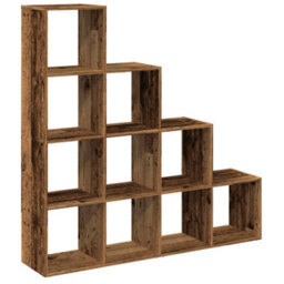 Berkfield Room Divider Bookcase 4-Tier Old Wood 131.5X29X131.5 Cm Engineered Wood - thumbnail 2