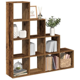 Berkfield Room Divider Bookcase 4-Tier Old Wood 131.5X29X131.5 Cm Engineered Wood - thumbnail 1