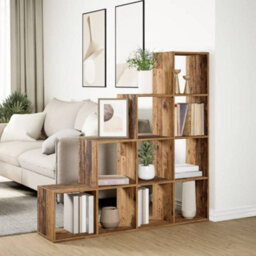 Berkfield Room Divider Bookcase 4-Tier Old Wood 131.5X29X131.5 Cm Engineered Wood - thumbnail 4