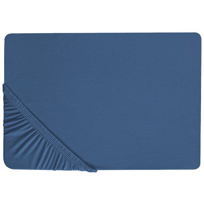 Beliani Fitted Sheet Janbu Cotton 200 X 200 Cm Navy Blue - image 1