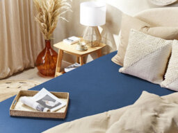 Beliani Fitted Sheet Janbu Cotton 200 X 200 Cm Navy Blue - thumbnail 2