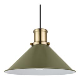 GoodHome Danvers Green & Antique Brass Coolie Cone Lamp Shade (D)26Cm - thumbnail 4